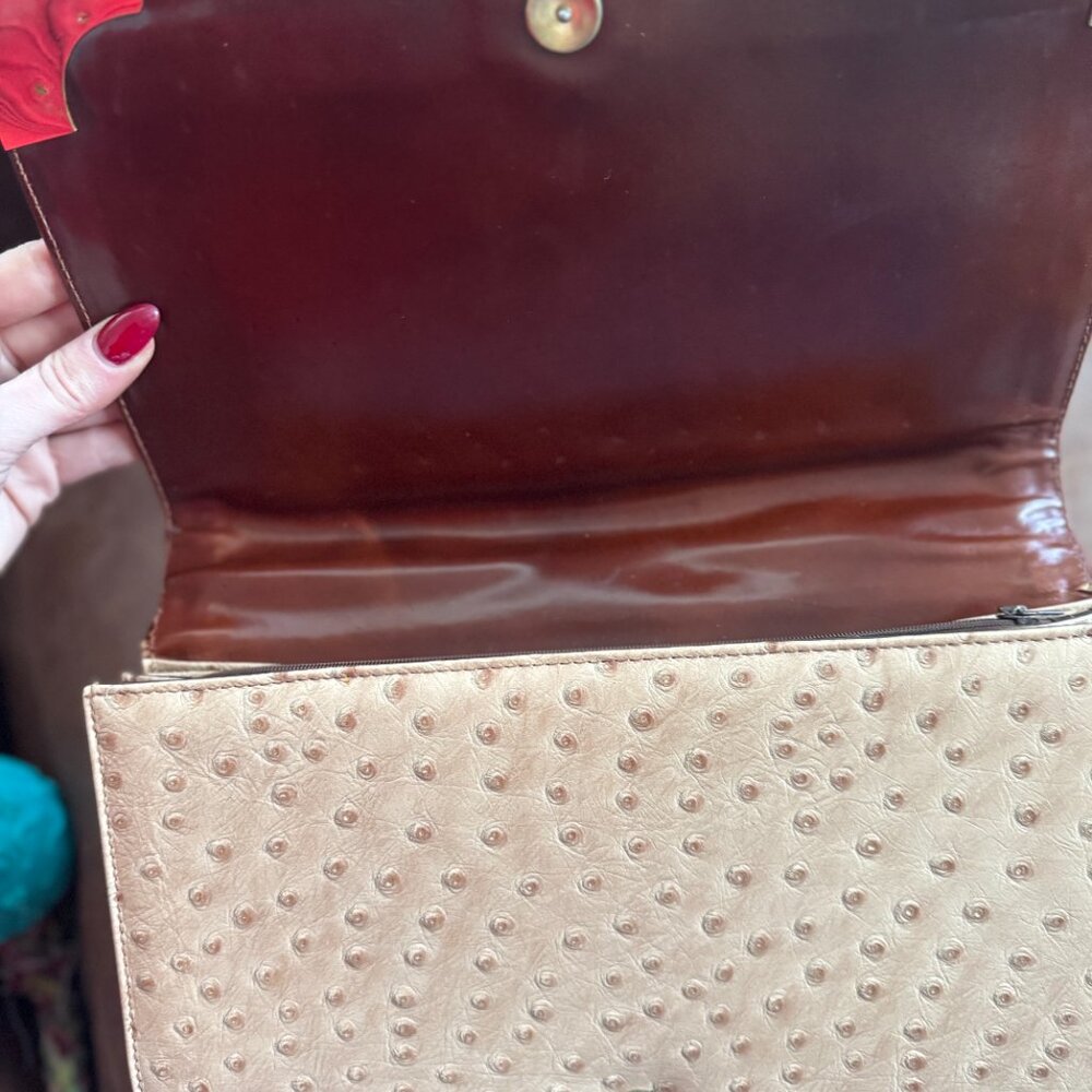 Vintage Authentic Ostrich top handle handbag - Picture 12 of 13